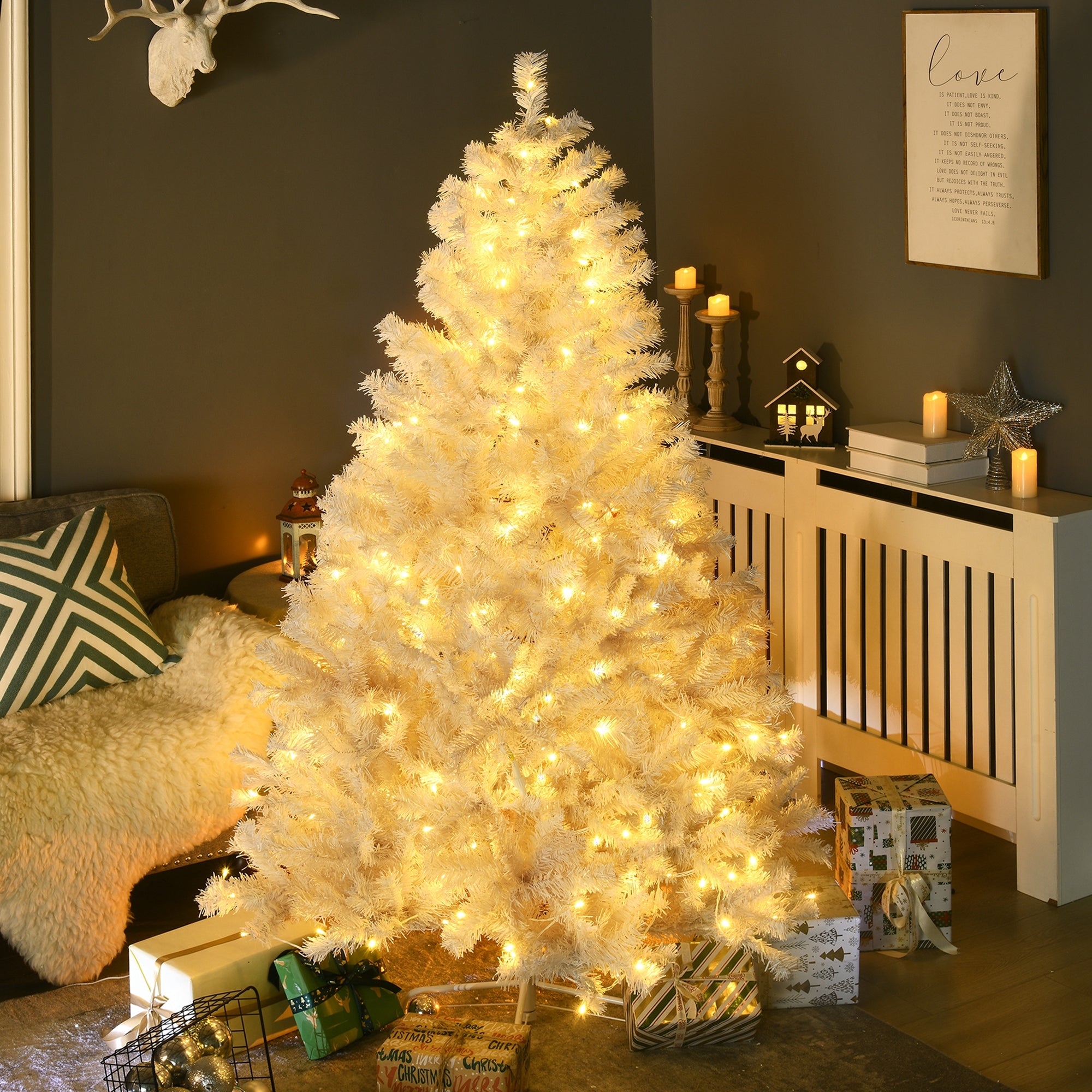 6' Prelit Artificial Christmas Trees Home Decor White 1030x300x320 mm
