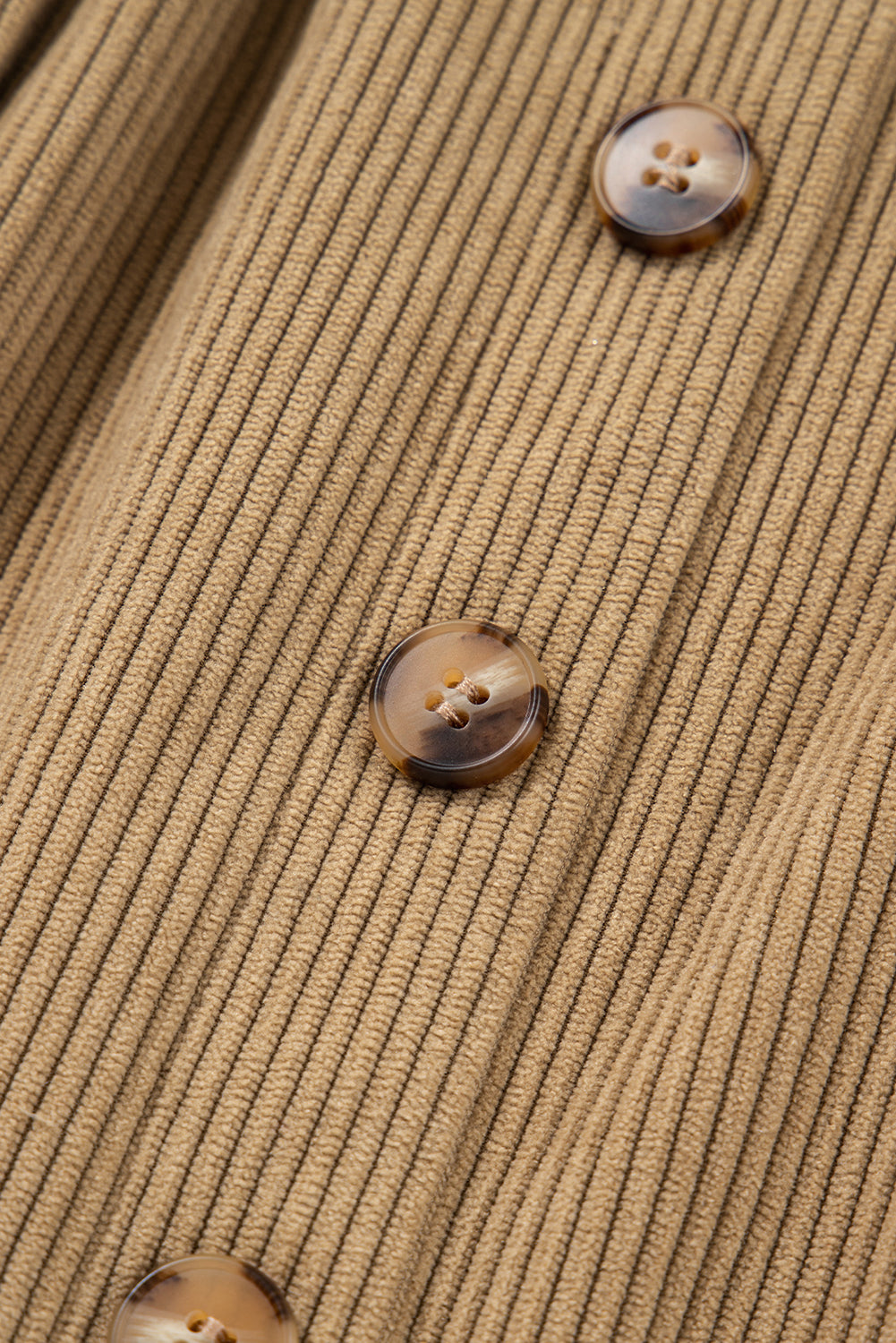 Camel Corduroy Buttoned Front Faux Pockets Mini Skirt- Women