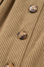 Camel Corduroy Buttoned Front Faux Pockets Mini Skirt- Women