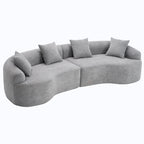 LY-025 Grey Curved Modular Sectional Sofa with 30D High-Density Chenille Upholstery, 110'' Long Default