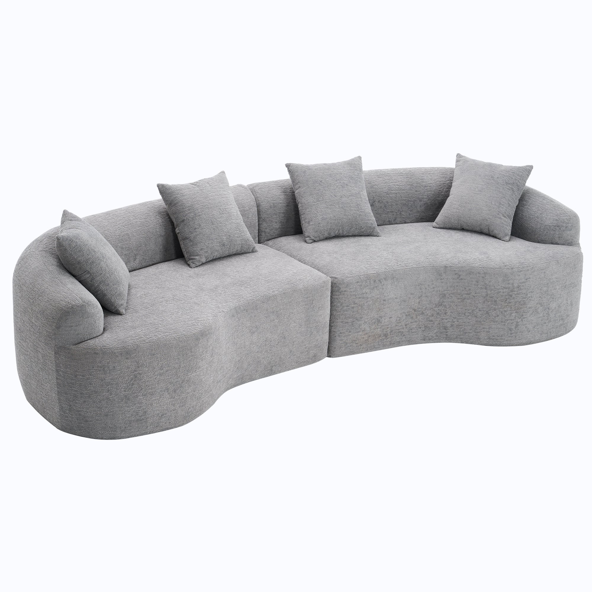 LY-025 Grey Curved Modular Sectional Sofa with 30D High-Density Chenille Upholstery, 110'' Long Default