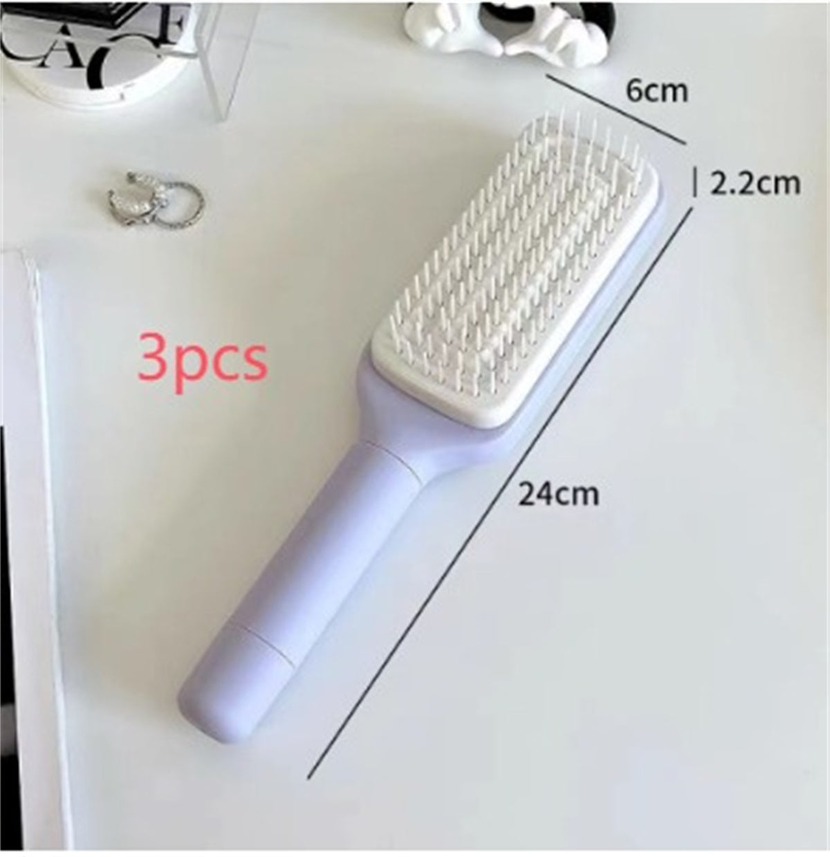 4 In 1 Self Cleaning Hair Brush New Self-Cleaning Anti-Static Massage Comb Scalable Rotate Lifting Self Cleaning Hairbrush Roland Purple 3pcs