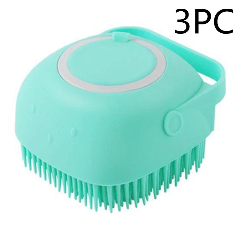Silicone Dog Bath Massage Gloves Brush Pet Cat Bathroom Cleaning Tool Comb Brush For Dog Can Pour Shampoo Dog Grooming Supplies Green 3PC square
