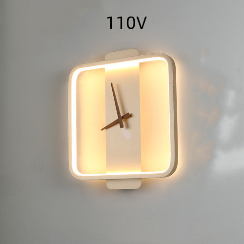 Nordic Wall Lamp Bedroom Bedside Lamp Clock Modeling Lamp Golden square style110V