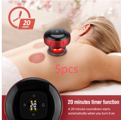 Electric Vacuum Cupping Massage Body Cups Anti-Cellulite Therapy Massager For Body Electric Guasha Scraping Fat Burning Slimming Red 5pcs 6speed charging USB