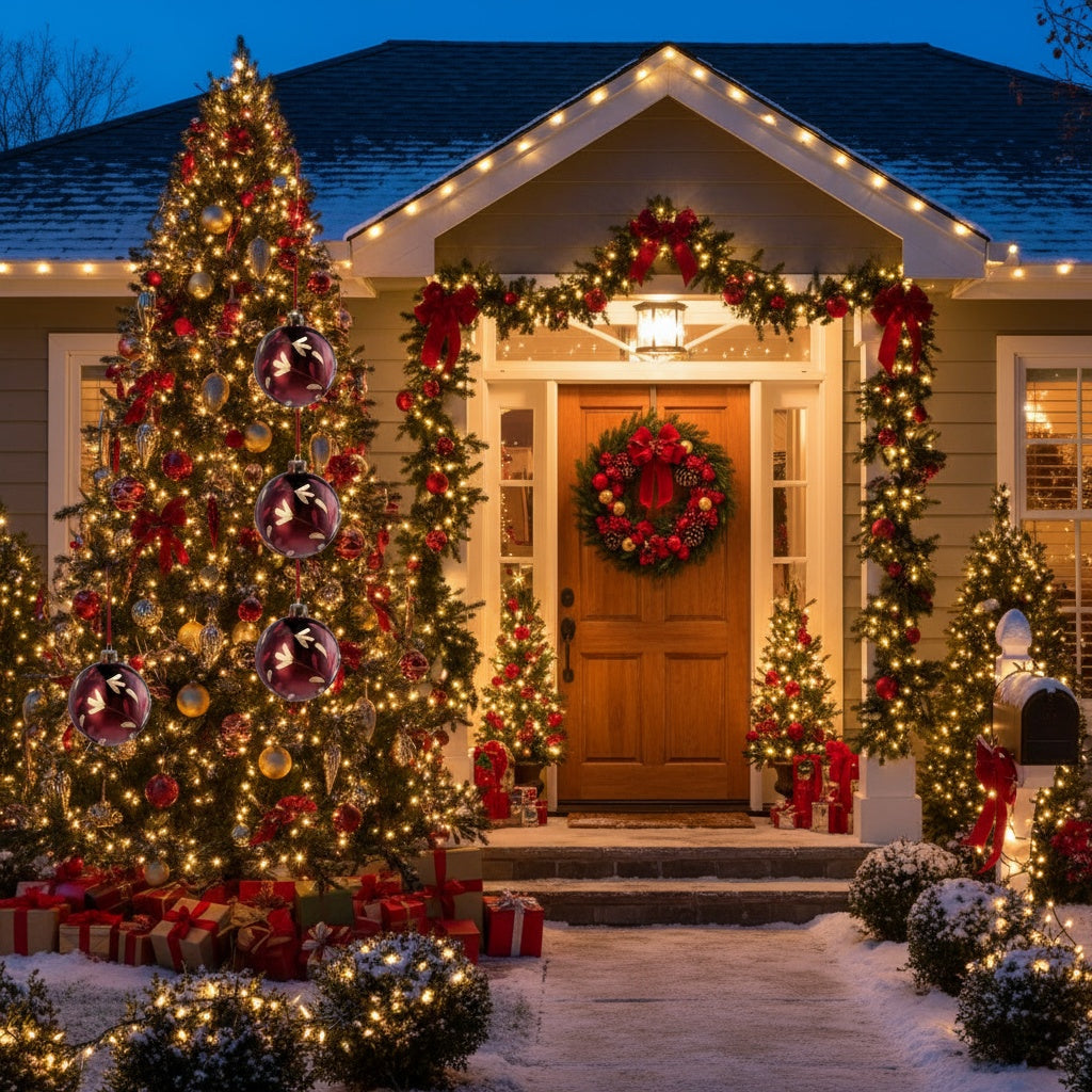 4PCS Set 4.7in Christmas Tree Glass Ball Ornaments Shiny Hanging Tree Decor Holiday Party Home Decor