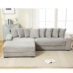 [NEW ARRIVED] [VIDEO PROVIDED] Oversized Two-Piece Couches, L Shaped Sofa, Corduroy, Left Chaise Daybed,with Armrests,Eight Throw Pillows,Corner Sofa,Easy To Assemble, Gray