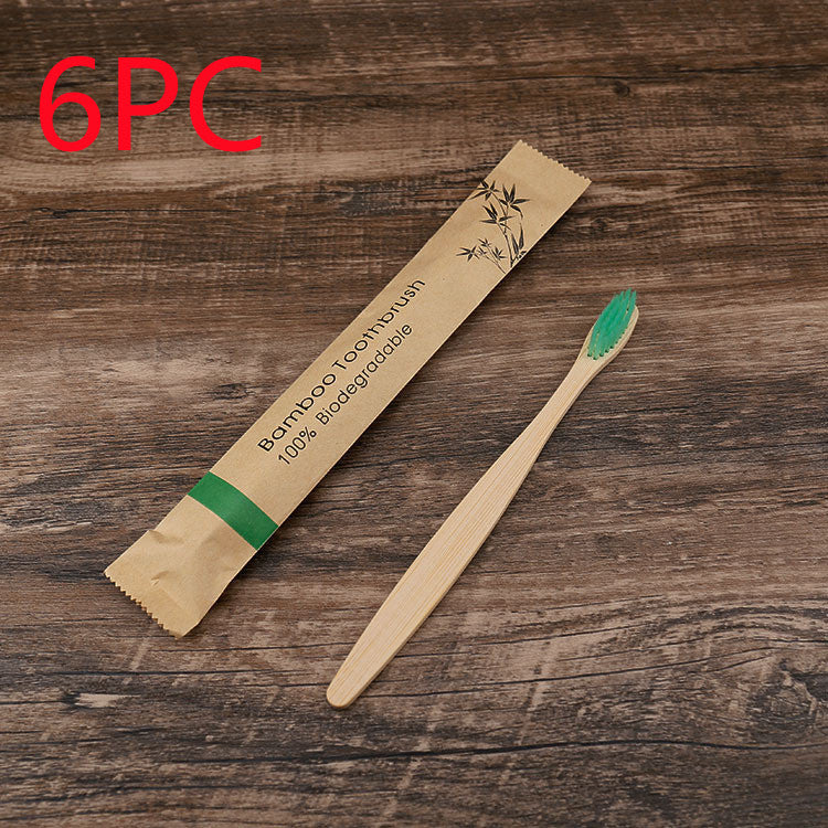 10Pcs Colorful Toothbrush Natural Bamboo Tooth Brush Set Soft Bristle Charcoal Teeth Eco Bamboo Toothbrushes Dental Oral Care Green 6PCS