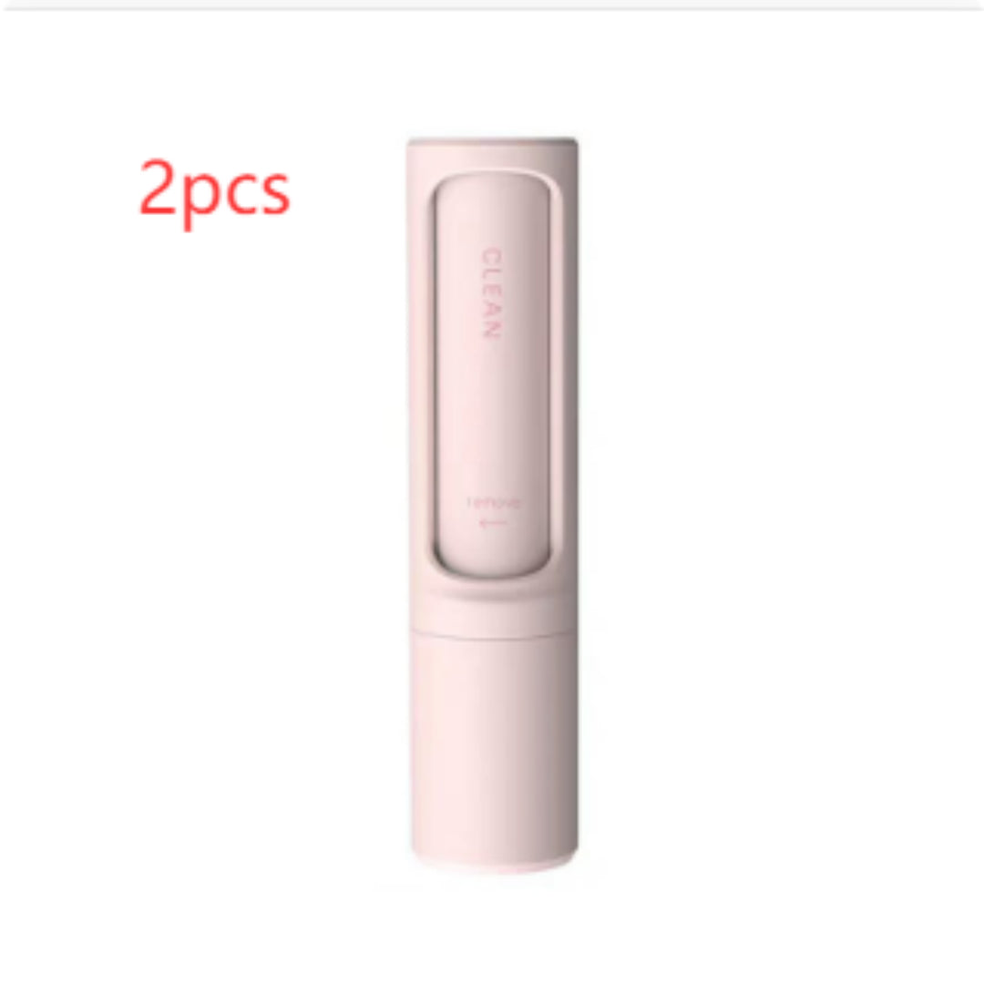 2-1 Reusable Pet Hair Remover Brush Lint Roller Portable Effective Self Cleaning Tool for Cat Dog Fur Hair Dust Removal Brush Pink 2pcs