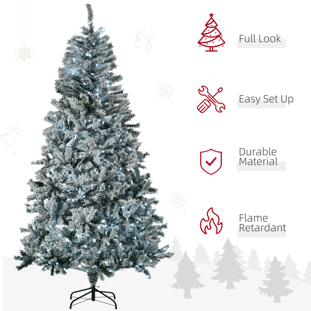 7.5' Prelit Artificial Flocked Christmas Trees