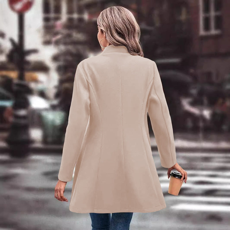 Women's Winter Overcoat Lapel Collar Single Breasted Outerwear Long Pea Coat