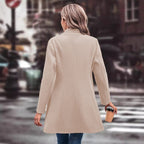 Women's Winter Overcoat Lapel Collar Single Breasted Outerwear Long Pea Coat