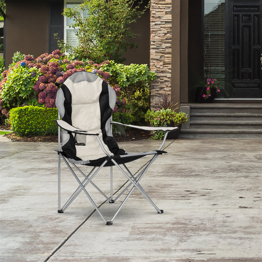 Camping Chair, Grey Iron Frame, Off-white