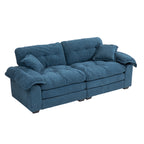 84' Chenille Sofa Small Sofa Loveseat Deep Seat Sofa Couch with 2 Throw Pillows & Memory Foam for Living Room Apartment Office Lounge-Blue