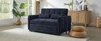 Modern Loveseat Sofa Pull-out Bed with Adjustable Backrest, USB Ports, Lumbar Pillows, Blue Chenille, 52.8'