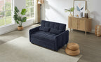 Modern Loveseat Sofa Pull-out Bed with Adjustable Backrest, USB Ports, Lumbar Pillows, Blue Chenille, 52.8'