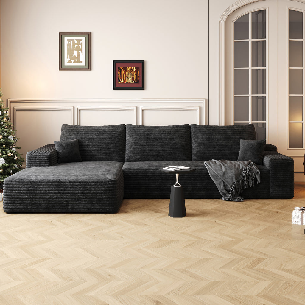 107' Cloud Sectional Couch with L-Shape Chaise,Modern Modular Sofa with Deep Seat, Upholstered Couches for Living Room Bedroom,No Assembly Required (Plush Corduroy Fabric) Default