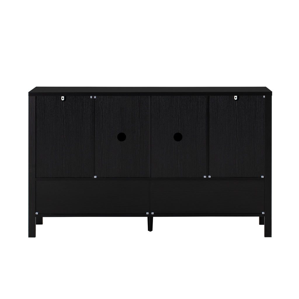 U_STYLE 55.1''Storage Sideboard with 4-Doors,Multi Functional Buffet with Open Shelf and 2-Tiers Adjustable Shelves,Modern Cabinet with Double Hooks,Suitable for Living Room, Hallway, Dining,Office.