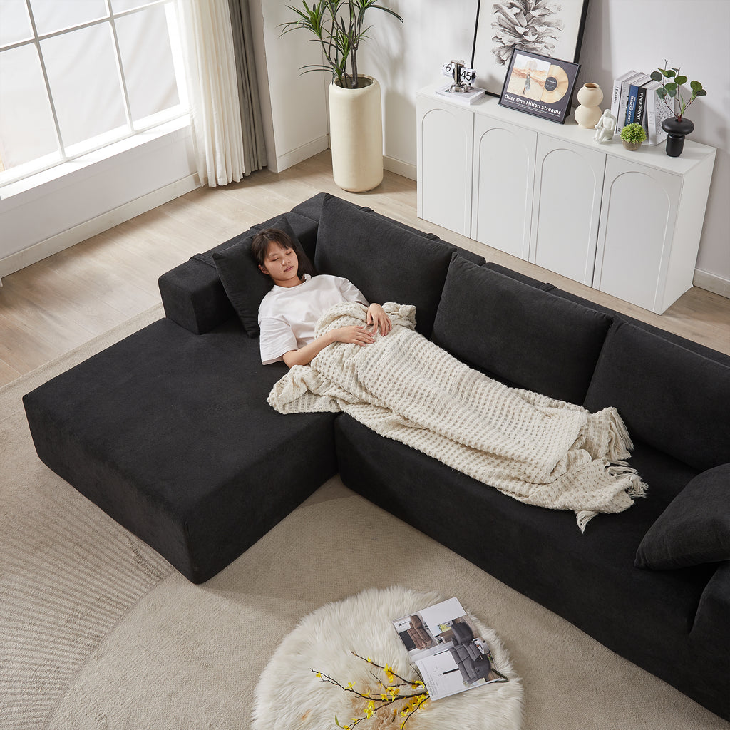 Modern Chenille Upholstered Sectional Sofa Couch Set,Modular 108' L Shaped Sectional Living Room Sofa Set With 6 Pillows,Free Combination Sofa Couch for Living Room,Bedroom(Left Chaise)W834P240009