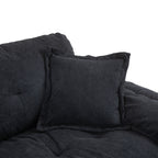 84' Chenille Sofa Small Sofa Loveseat Deep Seat Sofa Couch with 2 Throw Pillows & Memory Foam for Living Room Apartment Office Lounge-Black