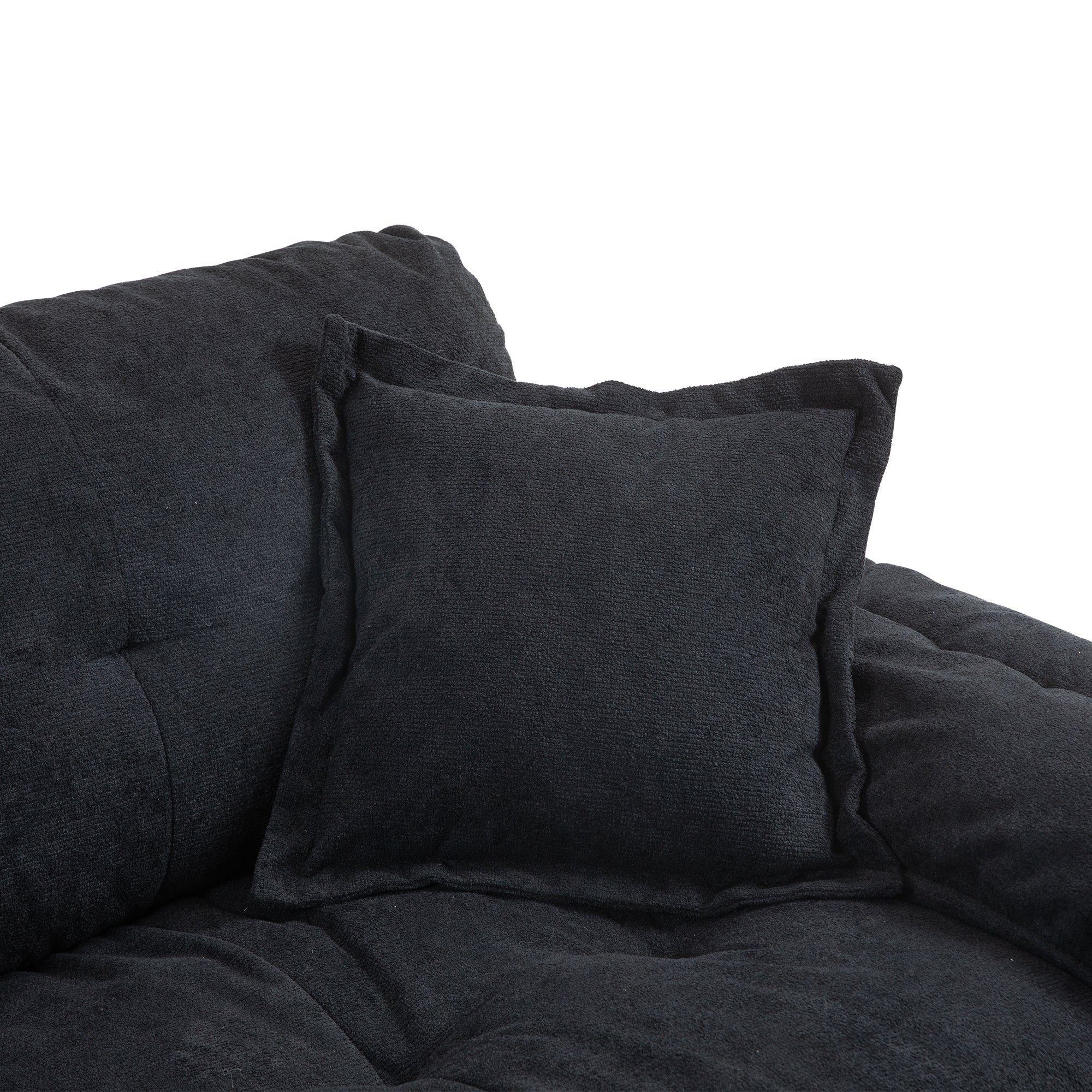 84' Chenille Sofa Small Sofa Loveseat Deep Seat Sofa Couch with 2 Throw Pillows & Memory Foam for Living Room Apartment Office Lounge-Black