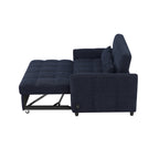 Modern Loveseat Sofa Pull-out Bed with Adjustable Backrest, USB Ports, Lumbar Pillows, Blue Chenille, 52.8'