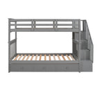 Hearth & Haven Twin over Twin Bunk Bed with Stairway and Three Drawers