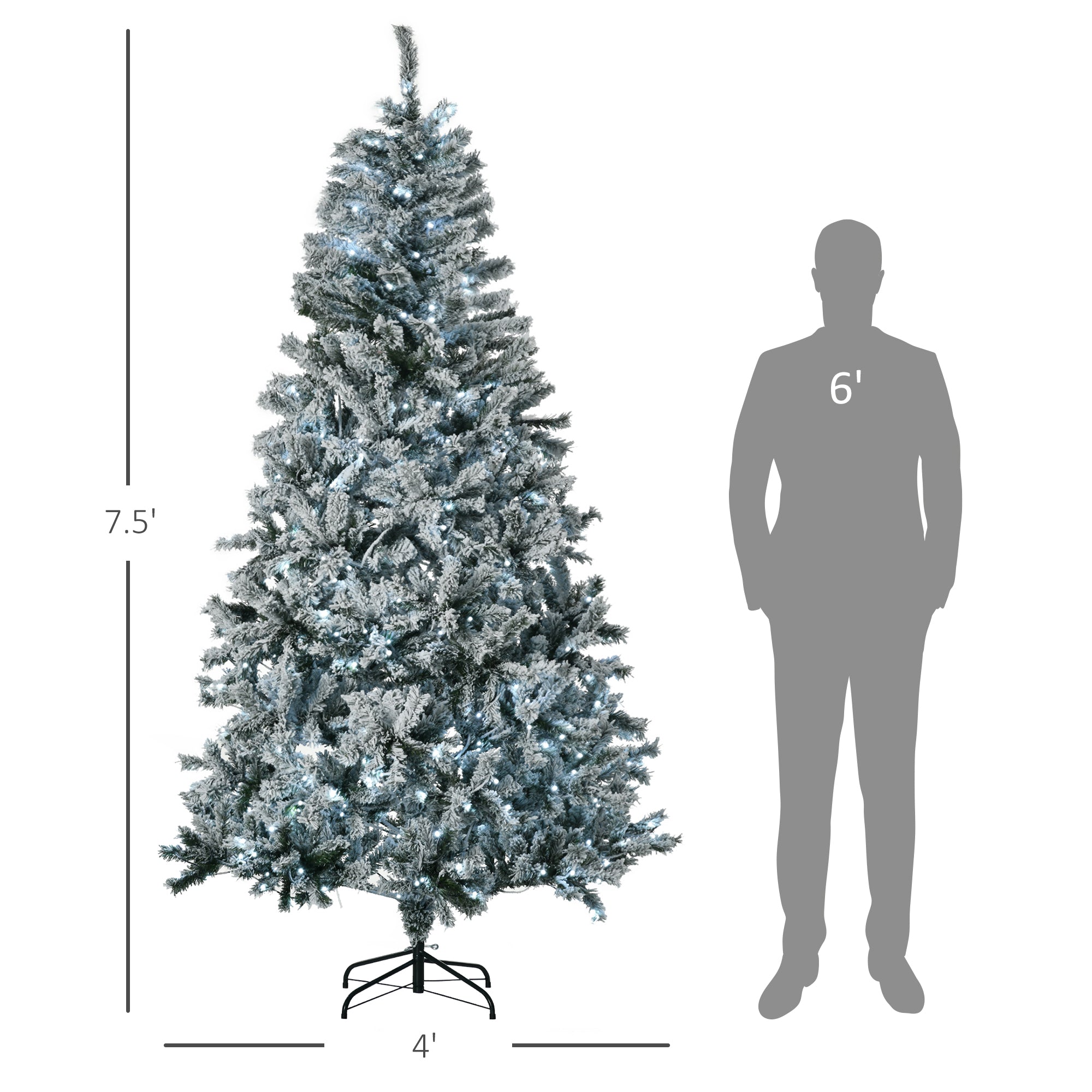 7.5' Prelit Artificial Flocked Christmas Trees