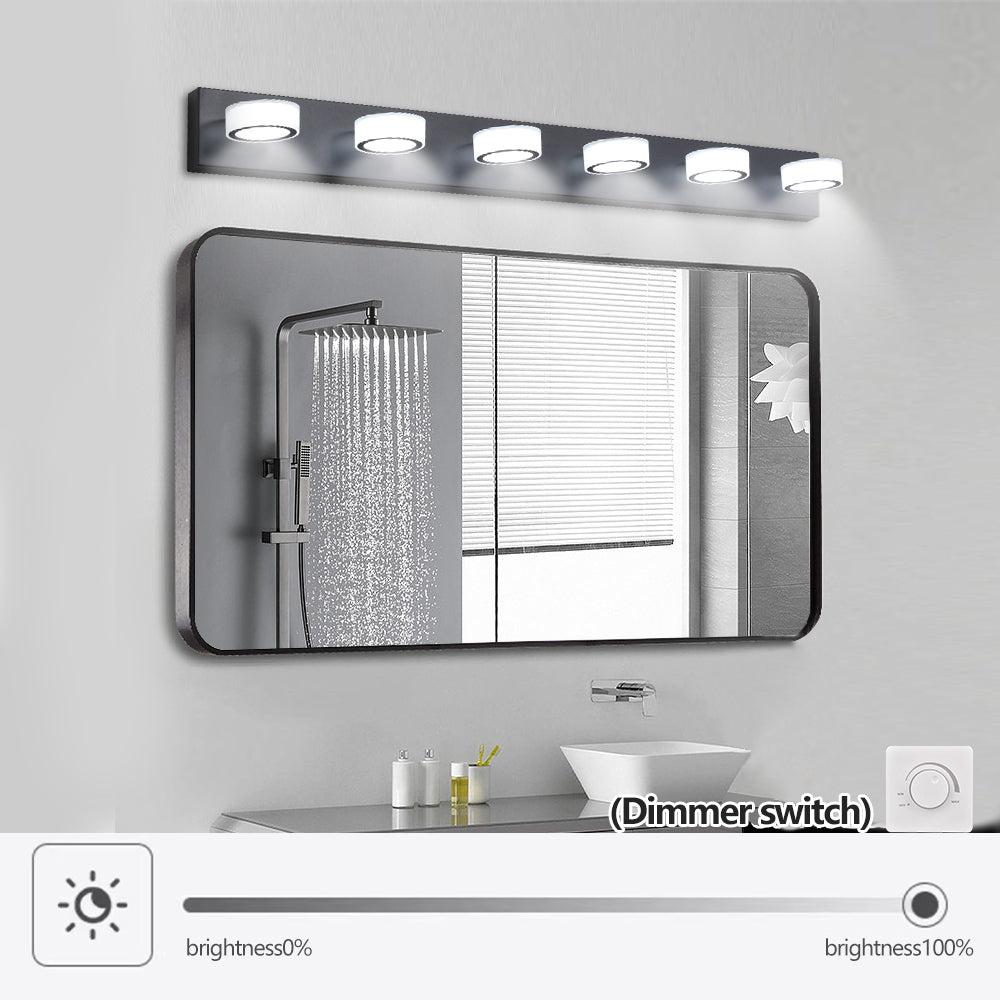 (Same as W1340110595/L2010) 45' Modern 6-Light LED Vanity Light, Sleek Black Bathroom Wall Light Fixture for Mirror, Shower, and Bathroom Decor