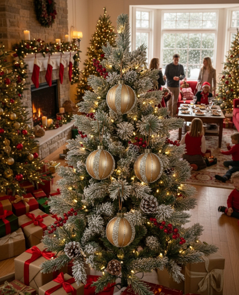 6PCS Set 3.9in Christmas Ball Ornaments Glass Hanging Ball Tree Decor Party Holiday Home Decor