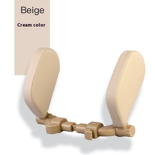 Car headrest pillow Sleep Adjustable Side Car Soft Travel Seat Headrest Auto Leather Support Neck Pillow Cushion car accessories Beige Leather