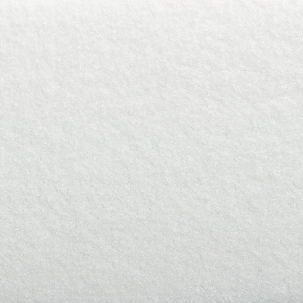 Elegant White Boucle Upholstered King Bed with Dark Brown Solid Wood Legs, Luxurious Bedroom Centerpiece