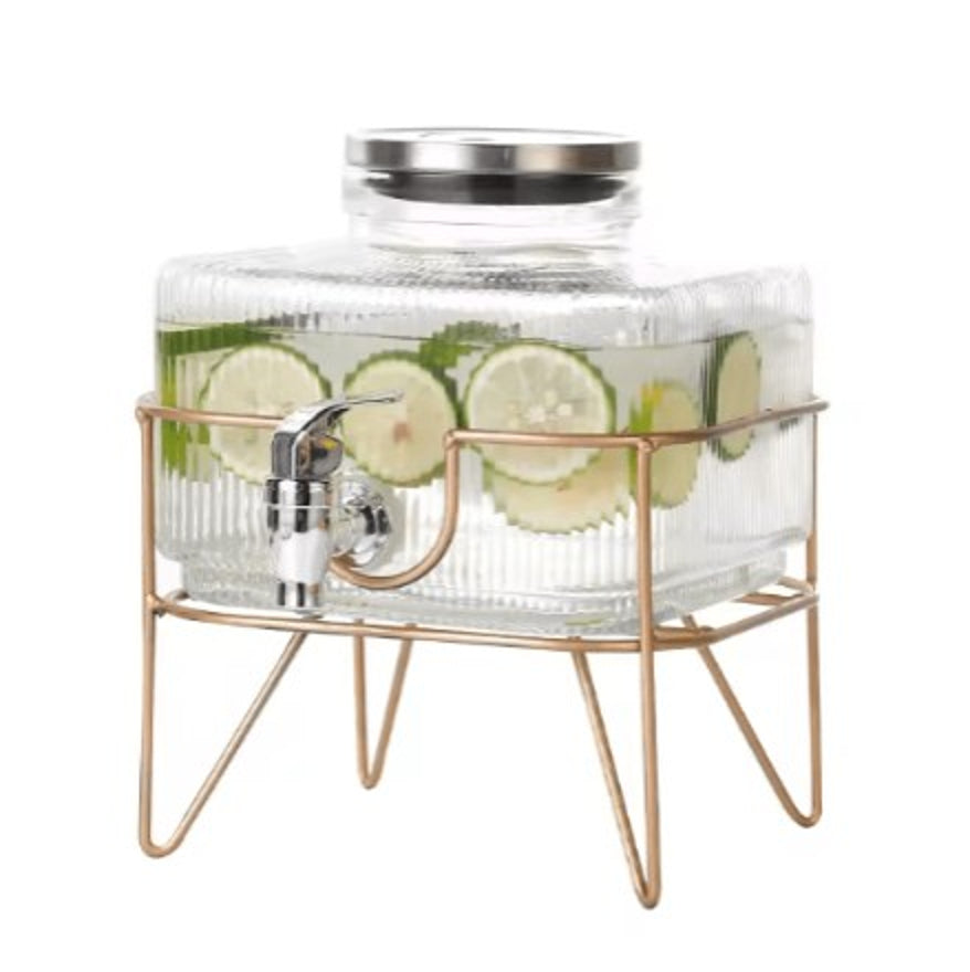Glass Water Server With Stand Jar