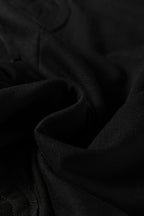 Black Solid Color Raw Seam Big Flower Patched Loose Overall Jumpsuit- Women