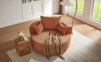 360° Swivel Accent Barrel Chair with Removable Pillows, Orange Red Chenille, 56.3 Inch
