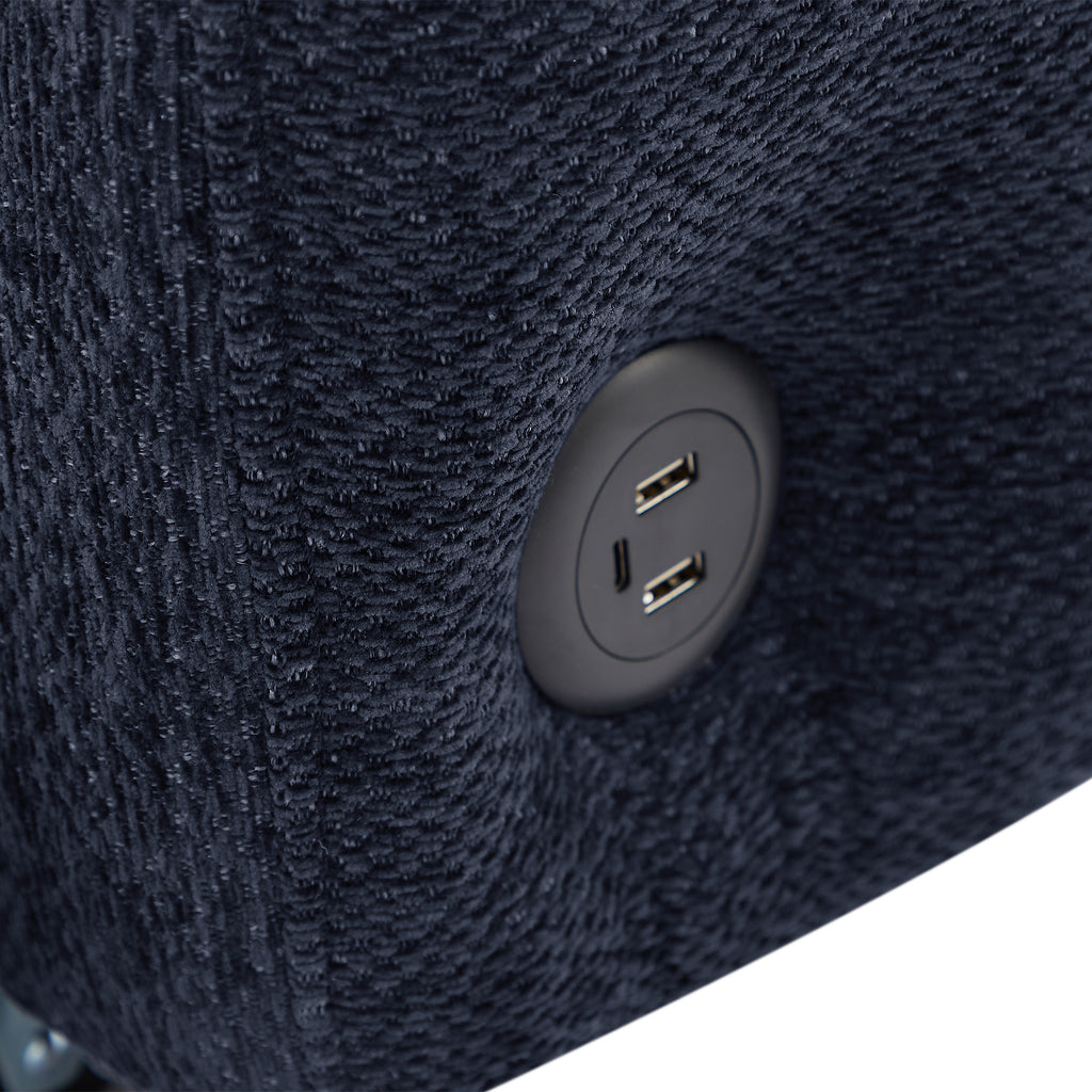 Modern Loveseat Sofa Pull-out Bed with Adjustable Backrest, USB Ports, Lumbar Pillows, Blue Chenille, 52.8'