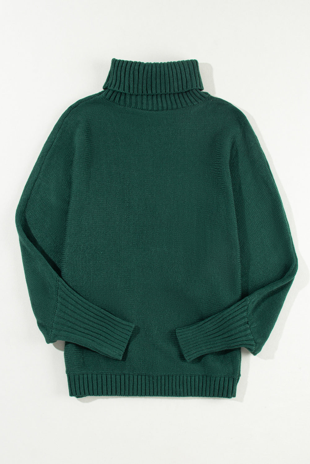 Blackish Green Merry Letter Embroidered High Neck Sweater- Women