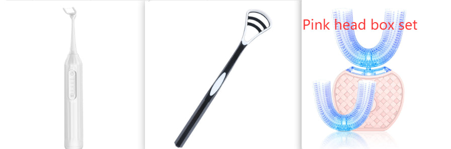 360 Degrees Intelligent Automatic Electric Toothbrush Waterproof U Type Tooth Brush Whitening Blue Light USB Charging Set6