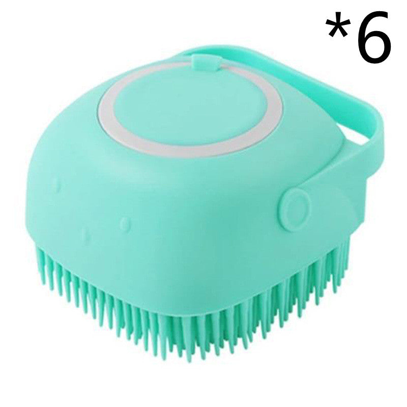 Silicone Dog Bath Massage Gloves Brush Pet Cat Bathroom Cleaning Tool Comb Brush For Dog Can Pour Shampoo Dog Grooming Supplies Green 6pcs square