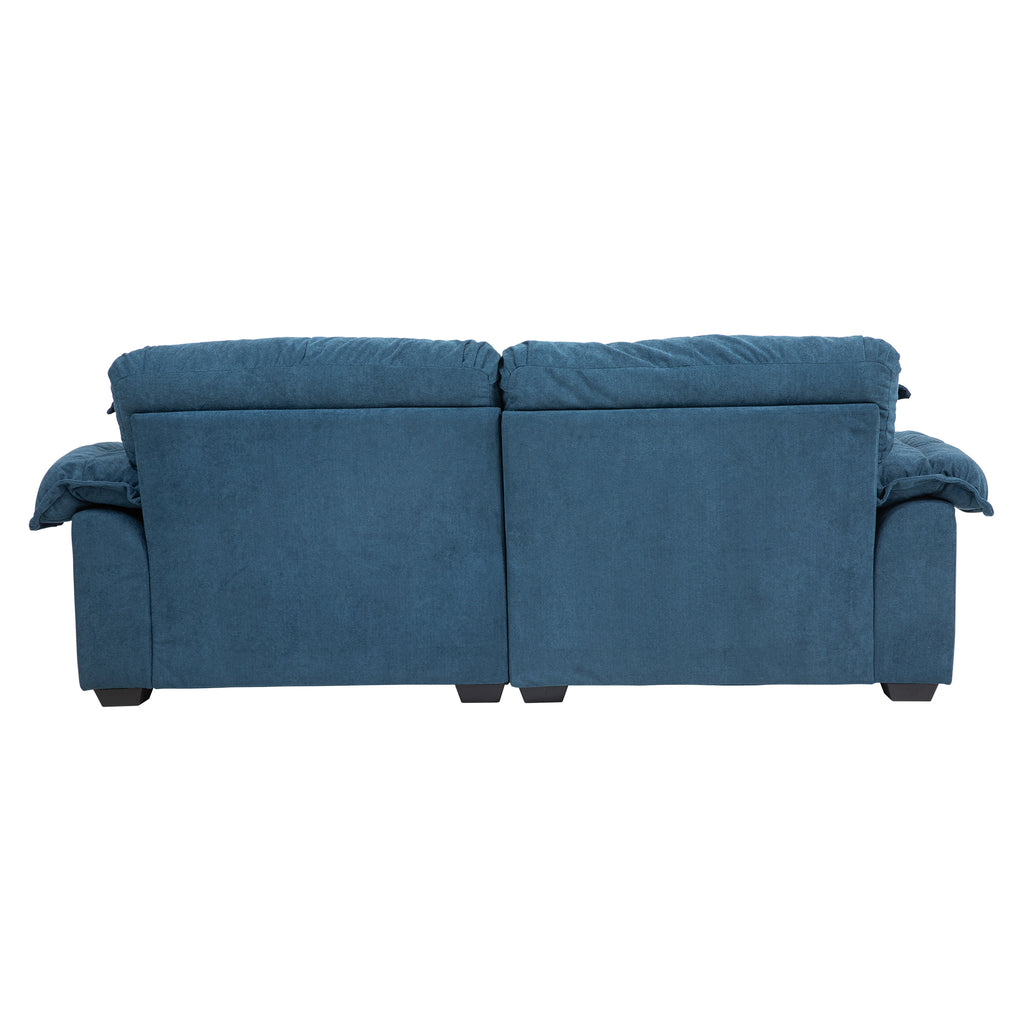 84' Chenille Sofa Small Sofa Loveseat Deep Seat Sofa Couch with 2 Throw Pillows & Memory Foam for Living Room Apartment Office Lounge-Blue