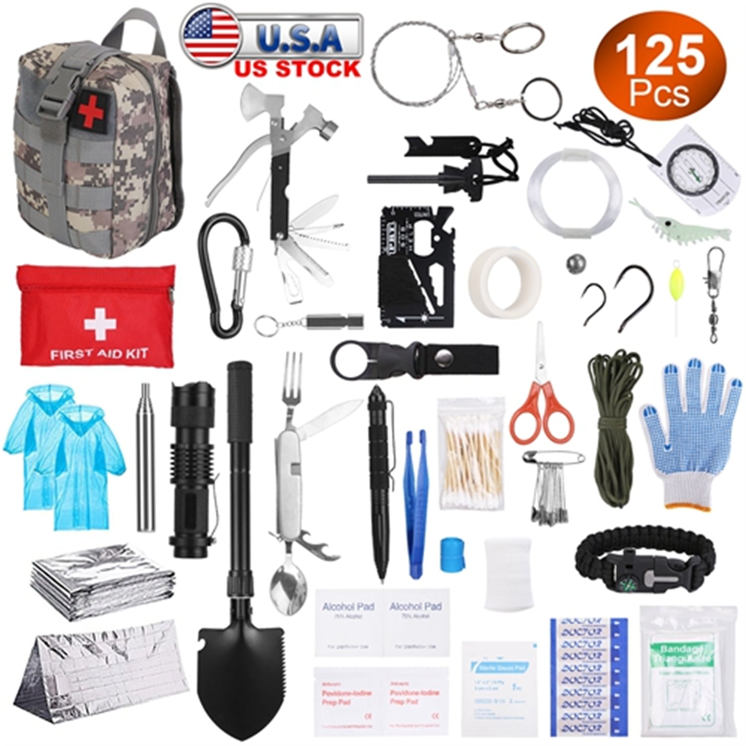 125 In 1 Survival Kit, Professional Survival Equipment, Equipment, Tools, First Aid Supplies, For SOS Emergency Tactical Hiking, Hunting, Disaster, Camping Expedition - Not Shipped On Weekends 125in1survival kit