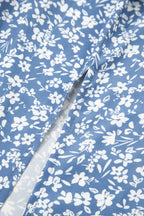 Sky Blue Boho Floral High Waist Long Skirt with Side Split- Women