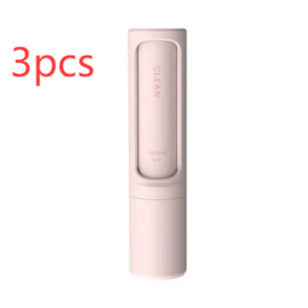 2-1 Reusable Pet Hair Remover Brush Lint Roller Portable Effective Self Cleaning Tool for Cat Dog Fur Hair Dust Removal Brush Pink3pcs