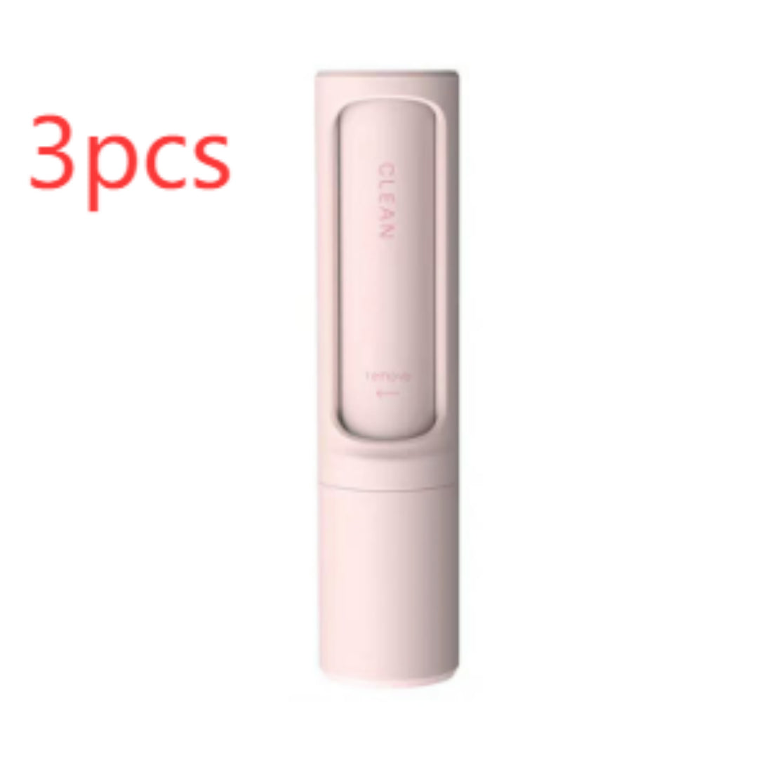 2-1 Reusable Pet Hair Remover Brush Lint Roller Portable Effective Self Cleaning Tool for Cat Dog Fur Hair Dust Removal Brush Pink3pcs