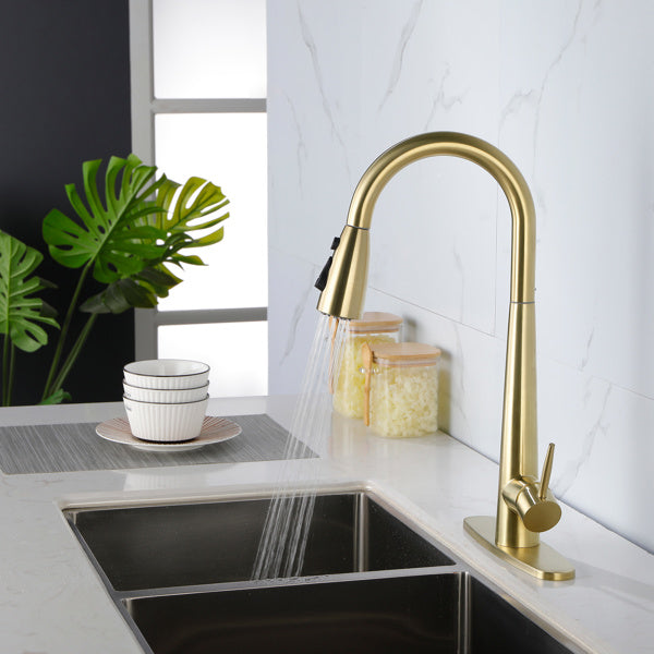 Kitchen Faucet With Pull-down Spray Gold