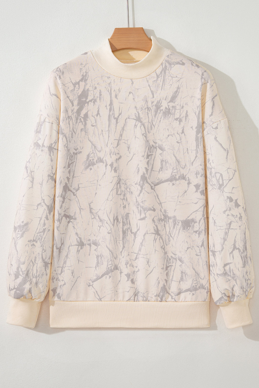 Khaki Camo Mock Neck Baggy Sweatshirt- Women