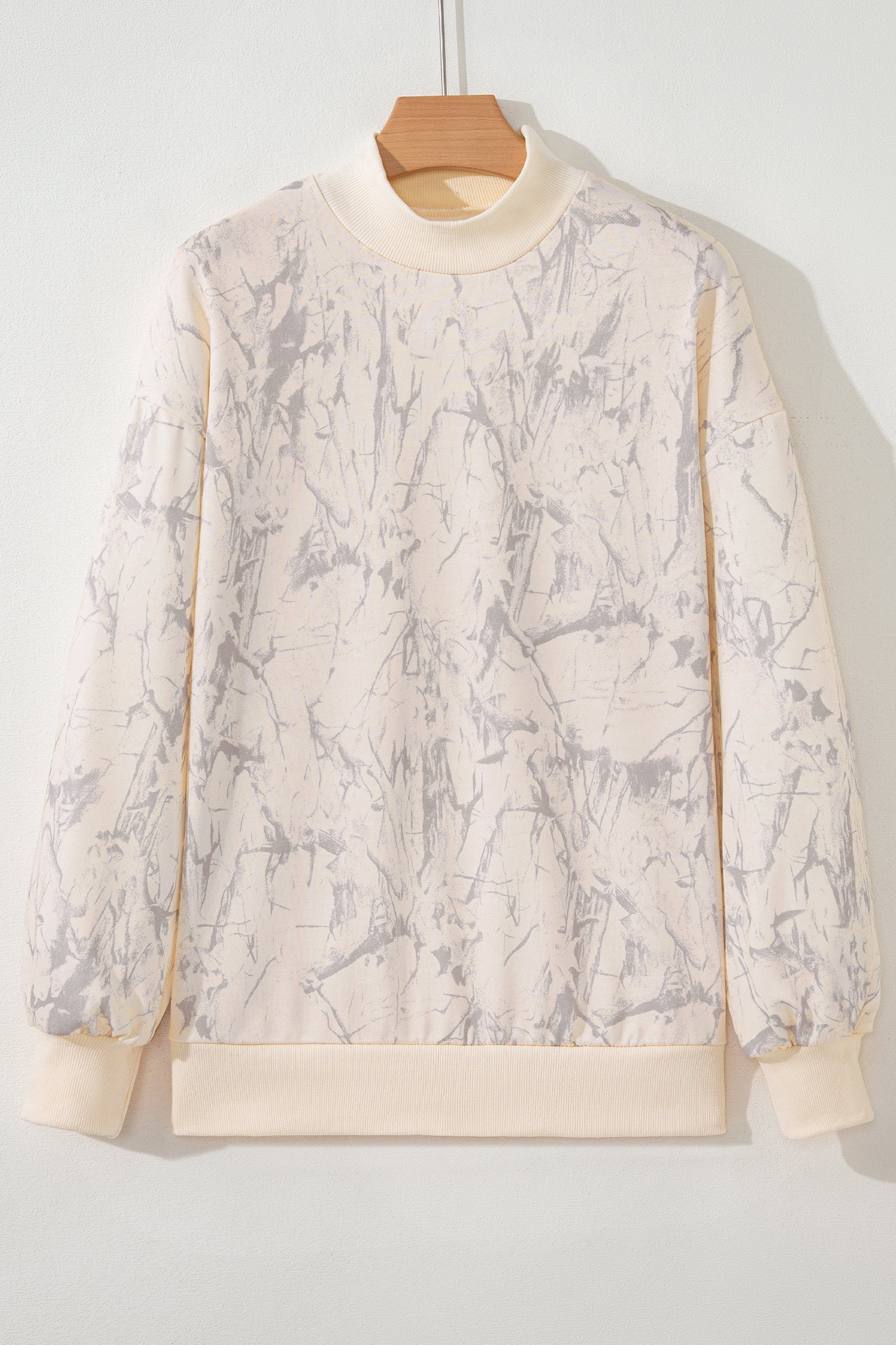 Khaki Camo Mock Neck Baggy Sweatshirt- Women