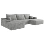 107'Cloud Sectional Sofa with 1 Ottoman,Modern Minimalist Upholstered Couches,Comfort U Shaped Sofa for Living Room,Deep Seat Corner Couch,No Assembly Required,Grey (Plush Corduroy Fabric)