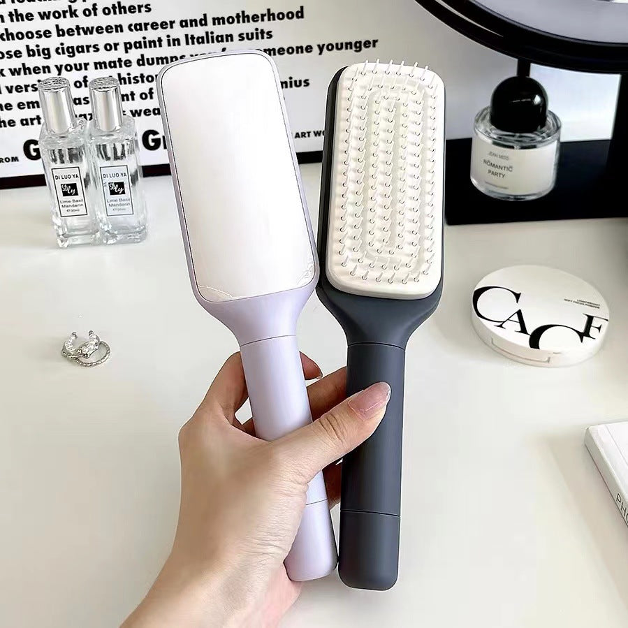 4 In 1 Self Cleaning Hair Brush New Self-Cleaning Anti-Static Massage Comb Scalable Rotate Lifting Self Cleaning Hairbrush Purple and Lunar Rock Gray
