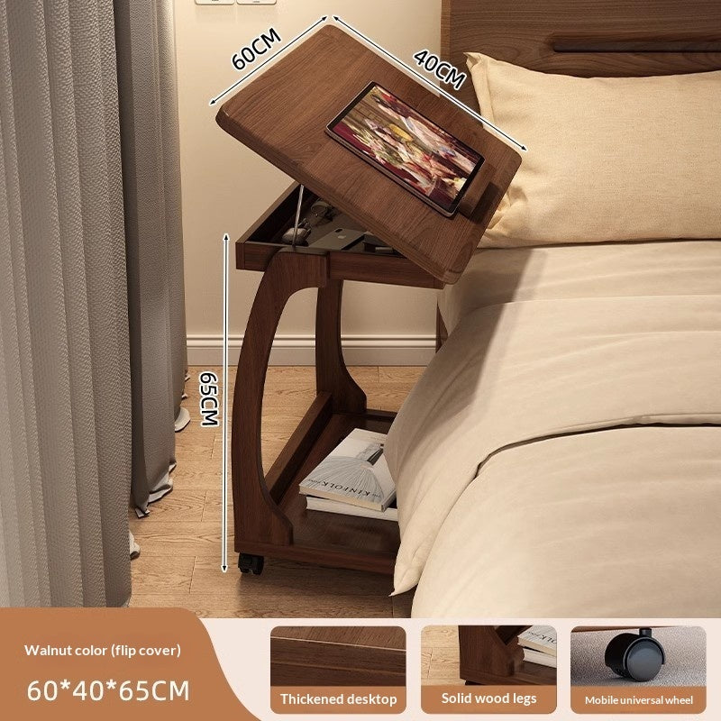 Small-sized Bedside Table Household Bedroom Nutbrown Flip cover 60x40x65cm
